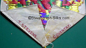 Stevens logo on the reverse pointed end of this bookmark