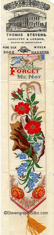 Bookmark with ornate image of flowers, log of wood and sea shells