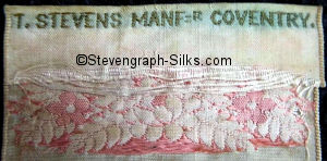 T. Stevens Manufacturer Coventry credit woven in the back top turnover of this bookmark