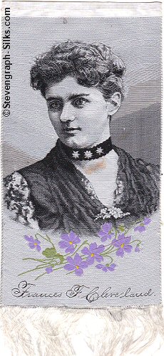 Ribbon with portrait of Mrs Cleveland (President's wife)