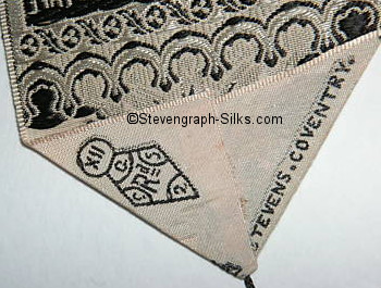 Stevens logo and diamond registration mark on the reverse pointed end of this bookmark