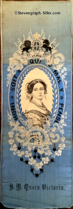 Blue ribbon with portrait of Queen Victoria
