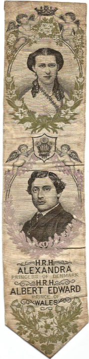 Bookmark with images of HRH Alexandra and HRH Albert, Prince of Wales