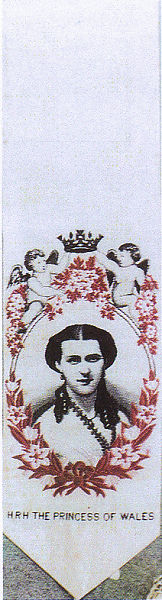 plain white bookmark with title words and portrait of Princess Alexandra