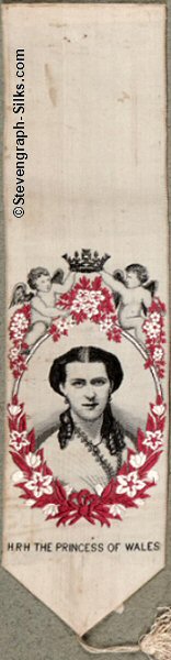 plain white bookmark with title words and portrait of Princess Alexandra