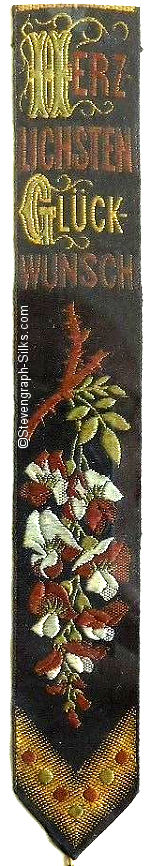 Bookmark with German language words and image of flowers