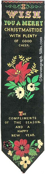 Bookmark with words and image of red and white flowers