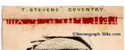 Stevens logo on the reverse top turn over of this bookmark