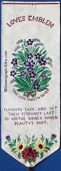 Bookmark with title words, image of flowers with words below, and words of verse