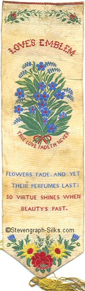 Bookmark with title words, image of flowers with words below, and words of verse