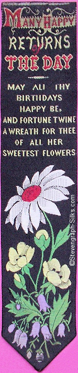 Bookmark with words and display of various flowers