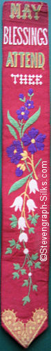 silk bookmark with title words only, and flowers beneath