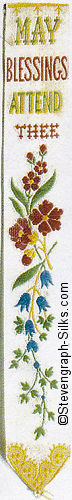 silk bookmark with title words only, and flowers beneath