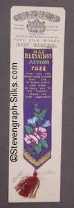 Bookmark with writing and image of flowers