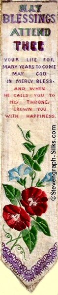 Bookmark with writing and image of flowers