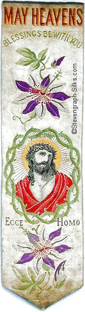 Bookmark with image of Jesus, words and flowers