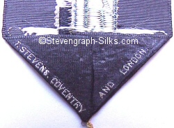 Stevens logo on the reverse pointed end of this bookmark