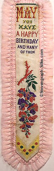 Bookmark with words and image of res and white flowers