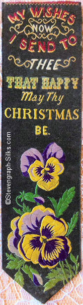 Bookmark with words and image of pansies