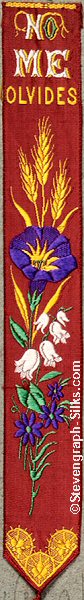 red bookmark with title words and image of various flowers