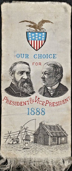 campaign ribbon showing portrait images of candidates for President and Vice President of the USA