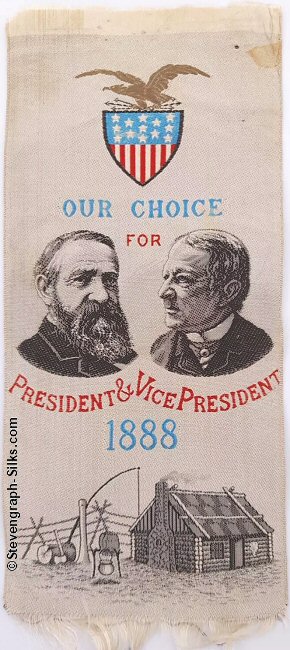 campaign ribbon showing portrait images of candidates for President and Vice President of the USA