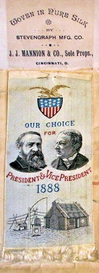 campaign ribbon showing portrait images of candidates for President and Vice President of the USA