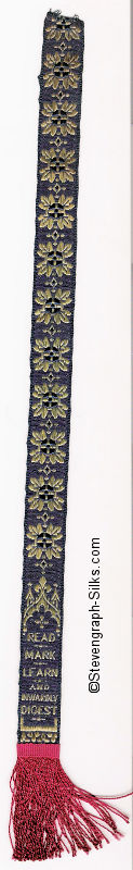 long thin bookmark with decorative pattern and words at the bottom only