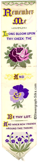 Bookmark with words and images of flowers to represent words