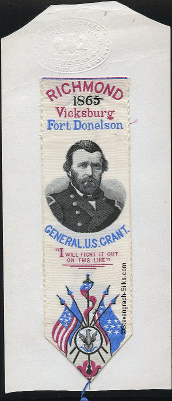 Book-mark with words Richmond 1865 Vicksburg Fort Donelson / General U. S. Grant