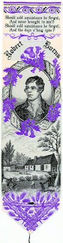 same bookmark with different coloured silk on thistles and detail