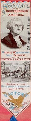 Bookmark with title words and portrait of Washington