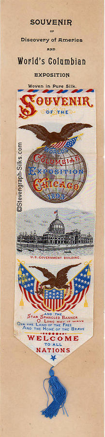 Bookmark on original backing paper, from the Worlds Columbian Exposition, Chicago 1893