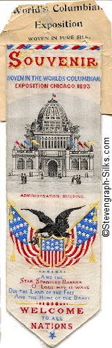 Bookmark woven in the Worlds Columbian Exposition, Chicago 1893