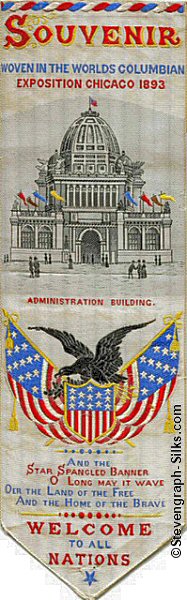 Bookmark woven in the Worlds Columbian Exposition, Chicago 1893