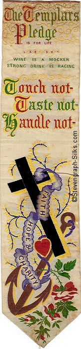 Bookmark with words and woven image of cross and anchor