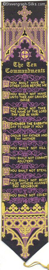 Bookmark with words of the Ten Commandments