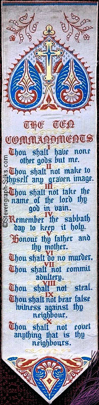 Bookmark with words of the Ten Commandments