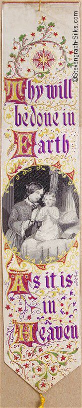 Bookmark with title words and image of mother and child