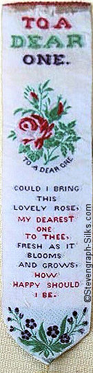 Bookmark with title words, image of flowers with words below, followed by words of a verse