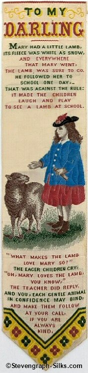 Bookmark with Mary, little lamb and words