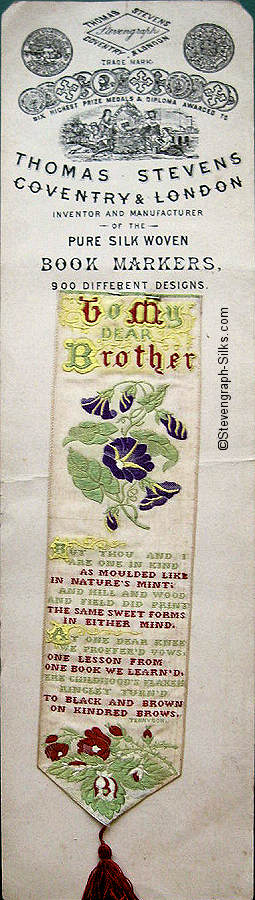 Bookmark with words and motif of a flower