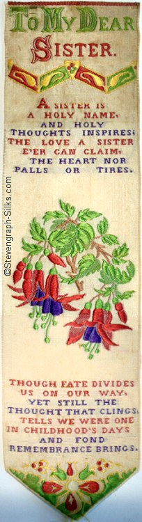 Bookmark with words and motif of flowers