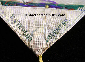 Stevens logo woven on reverse pointed end of this bookmark