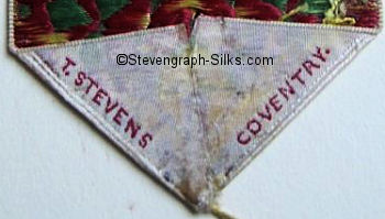 Stevens logo woven on reverse pointed end of this bookmark