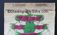 Stevens logo on the reverse top turn-over of this bookmark