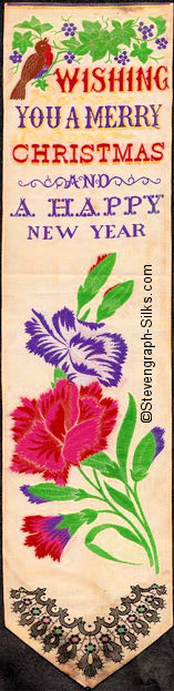 Bookmark with robin, flowers and words