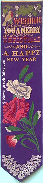 same bookmark but with purple coloured background silk
