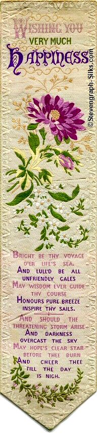 Bookmark with title words, image of flowers and words of verse