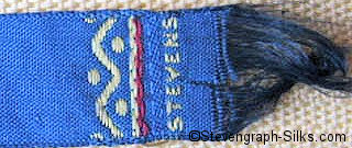 Stevens logo woven on reverse pointed end of this bookmark